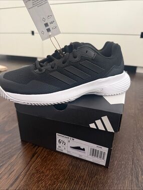adidas Black Athletic Lace-Up Sneakers with White Sole